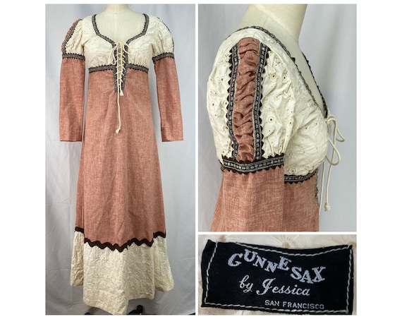 Vintage 1969/1970 GUNNE SAX By Jessica Dress, Blac
