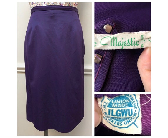 Vintage 1960s Purple Jersey Pencil Skirt by Majes… - image 1