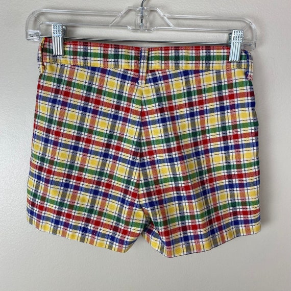 Vintage 1970s Rainbow Plaid Denim Shorts, Hillbil… - image 2