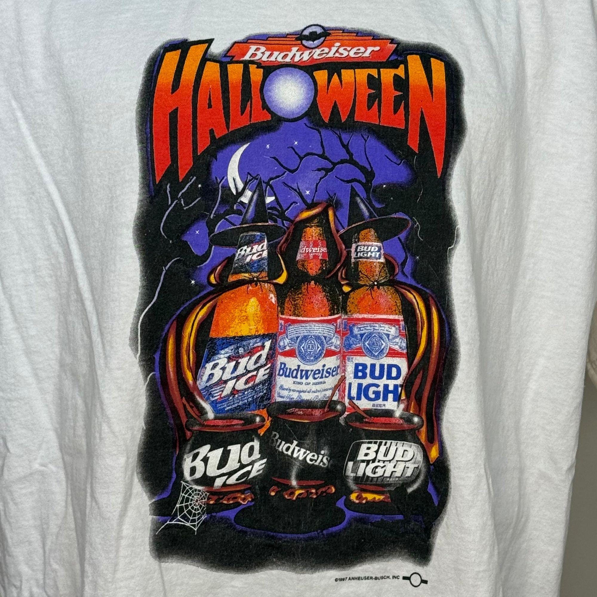 Vintage 1990s Budweiser Halloween T-shirt, Bud Light Ice Beer