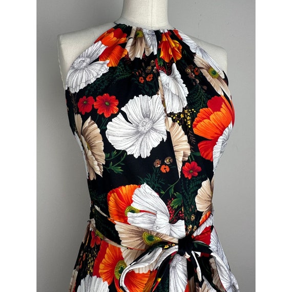 Vintage 1970s Floral Halter Wrap Dress, Handmade … - image 2