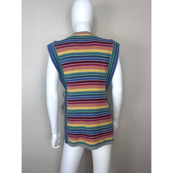 Vintage 1970s/80s Rainbow Stripe Sweater Vest Pon… - image 5