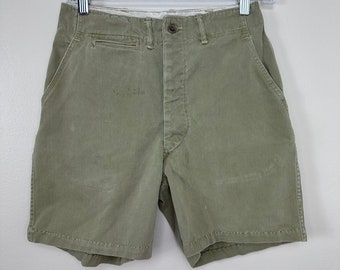 Vintage 1940s/50s Boy Scouts Twill Uniform Shorts, 26" Waist, Button Fly, Distressed