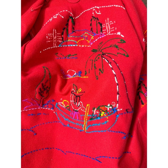 Vintage 1940s/50s Red Embroidered Mexican Tourist… - image 7