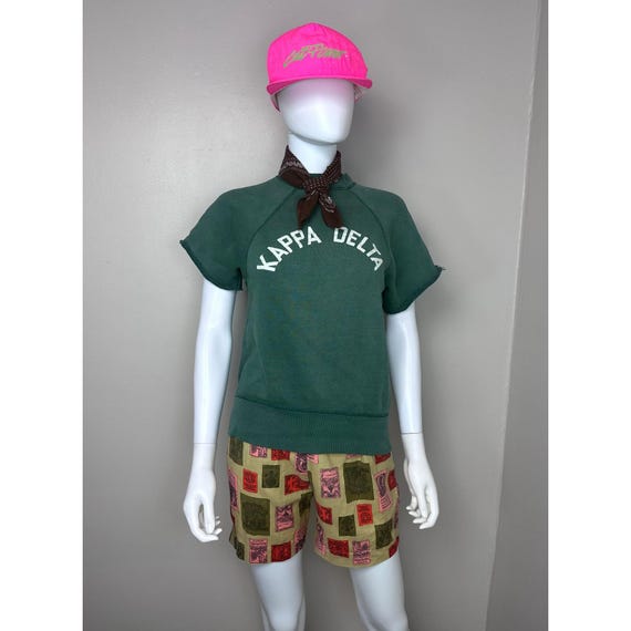 Vintage 1950s Novelty Print Shorts, Size XS, High Rise, Back Zip, Tobacco Felts View 4