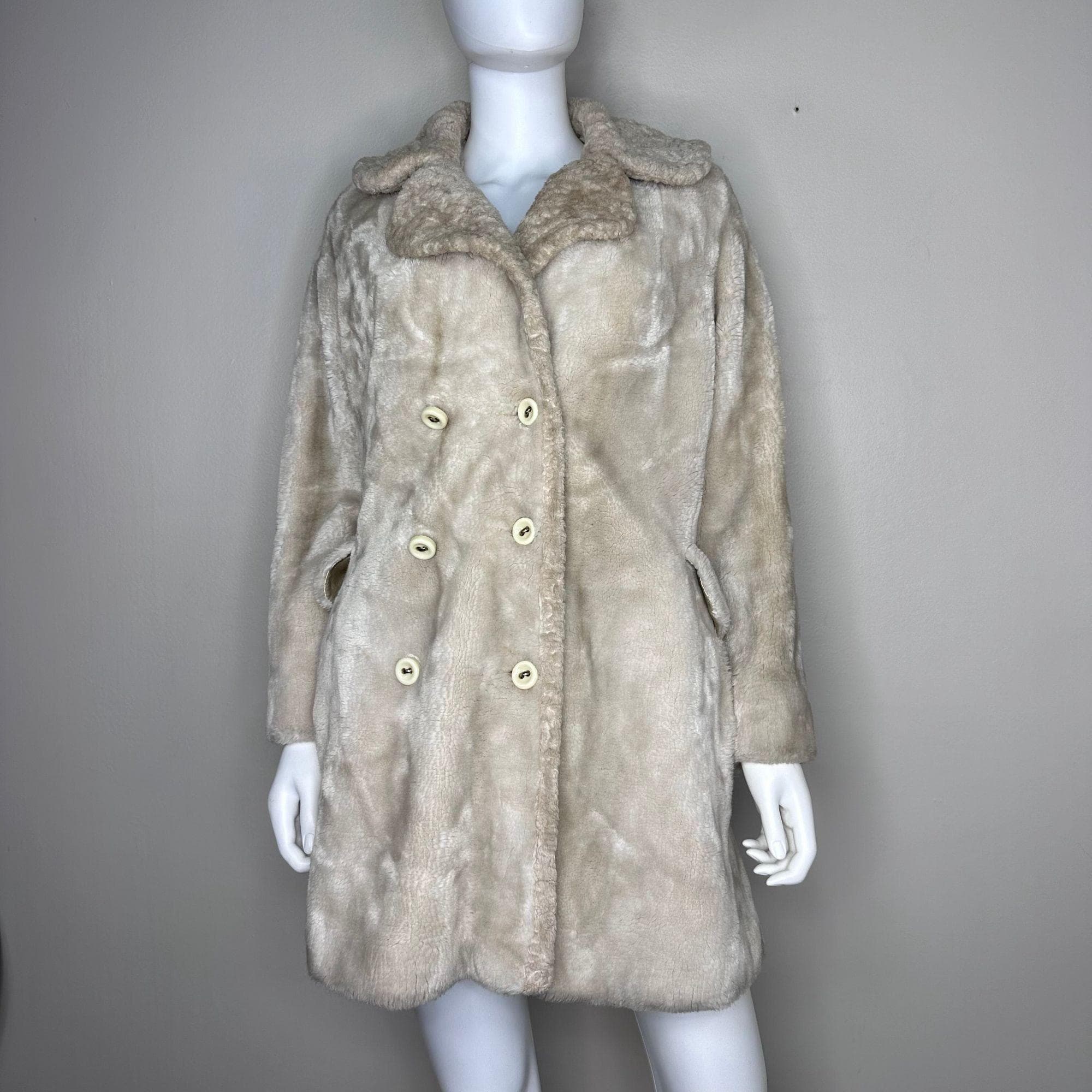 Vintage 1970s Blonde Faux Fur Coat, Borgana Styled by Russel