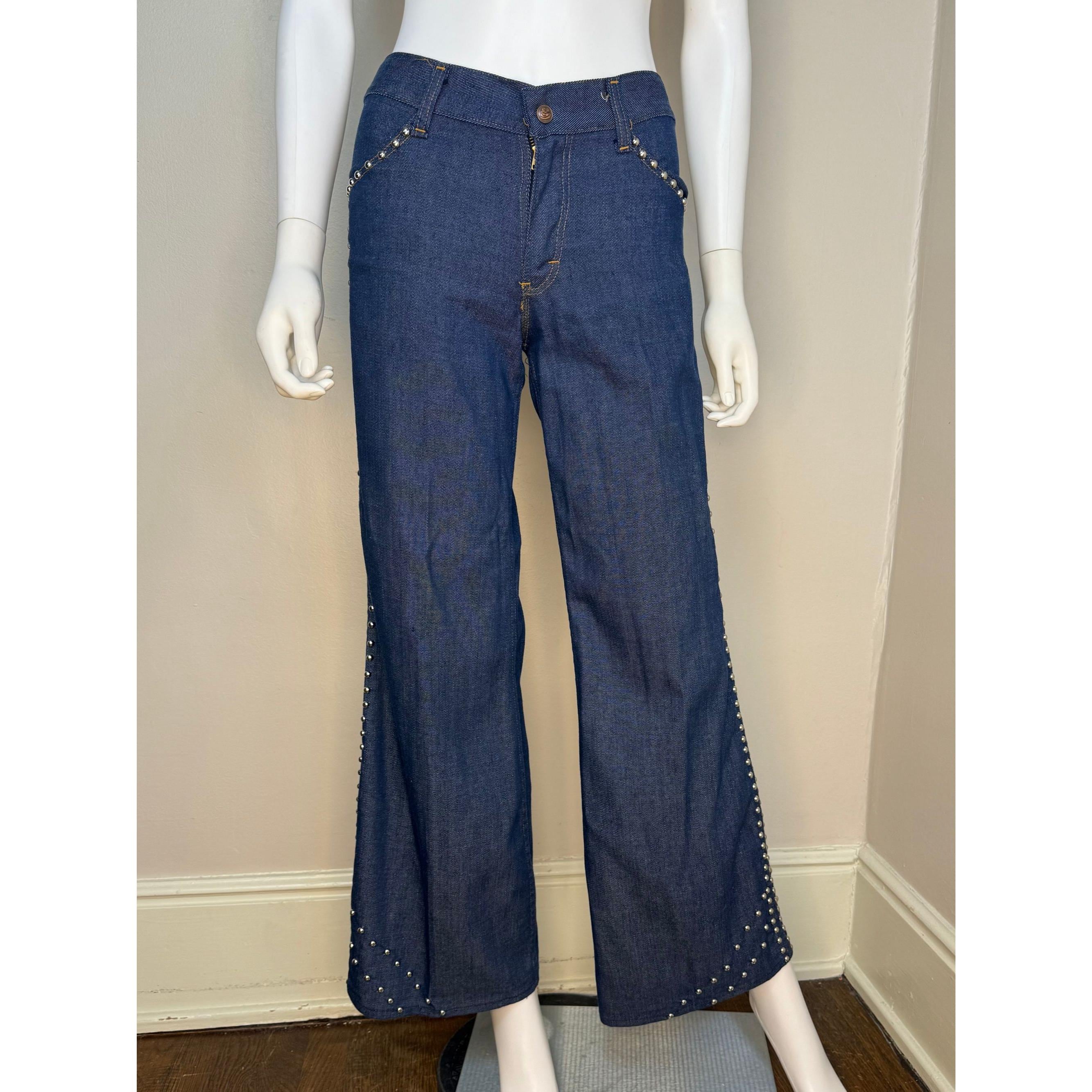 Vintage 1970s Flare Leg Studded Jeans, the Lemon Frog Shop, Sears