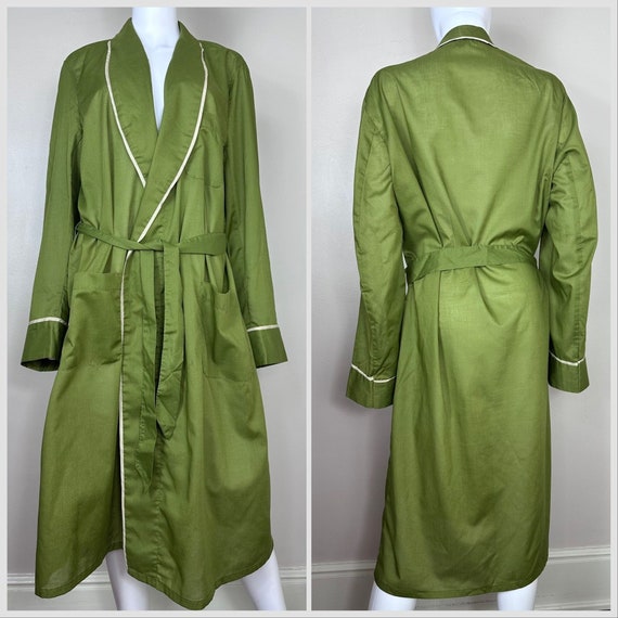 Vintage 1960s Men’s Green Robe, Size Large - image 1