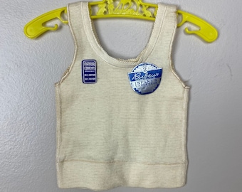 Vintage 1920s Rubeux Infant's Underwear Cropped Tank Top, Size 2T, Undershirt, Deadstock with Labels