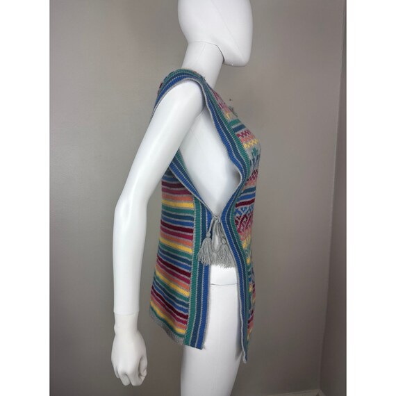 Vintage 1970s/80s Rainbow Stripe Sweater Vest Pon… - image 4