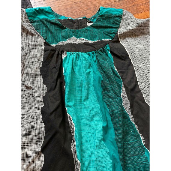 Vintage 1970s David Brown Caftan Dress, Teal and … - image 6