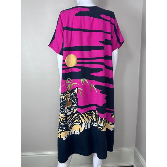 Vintage 1980s Tiger Sunset Caftan Dress, Sabysco … - image 3