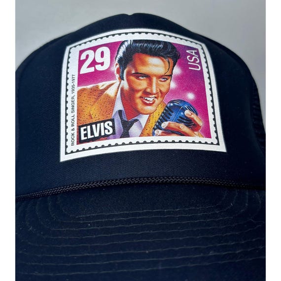 Vintage 1990s Elvis Presley Snap Back Mesh Hat, Cap, Gold Medal