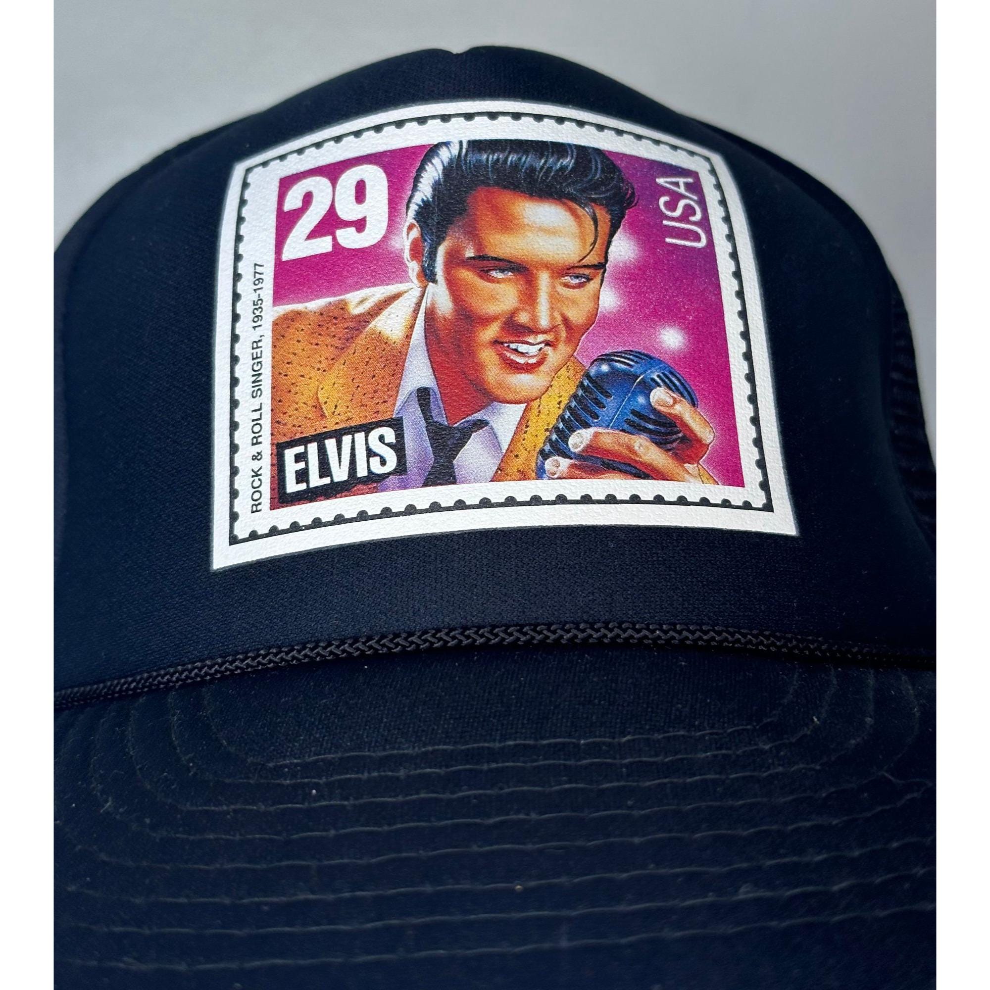 Vintage 1990s Elvis Presley Snap Back Mesh Hat, Cap, Gold Medal