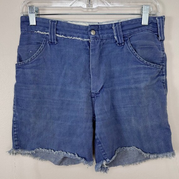 Vintage 1970s Cut Off Blue Jean Shorts, Zayre Mat… - image 1