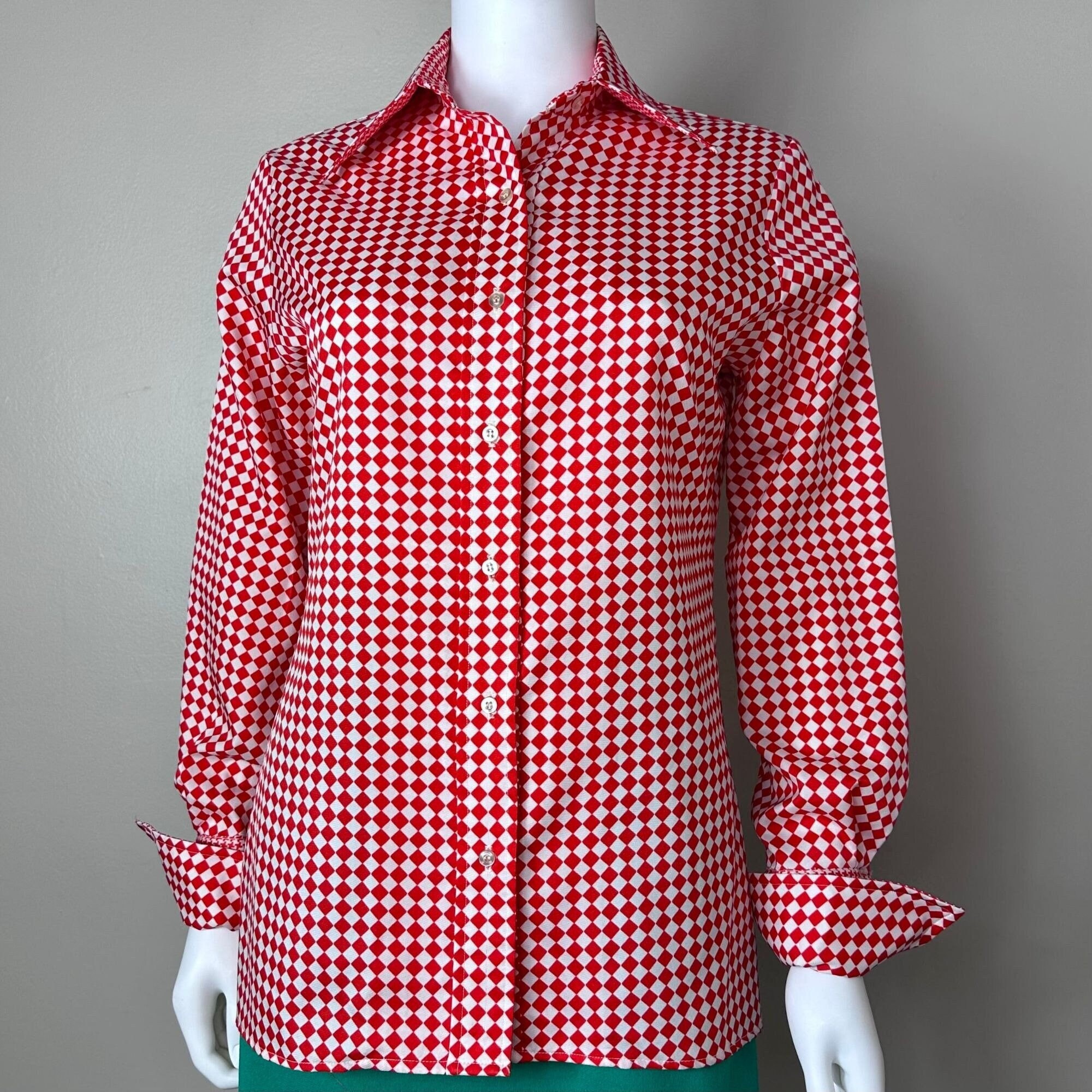 Chemise Manches Courtes à Carreaux Rouge Années 80 - Taille M - Style Rétro Bowling - Occasion Parfait état