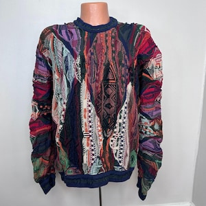 Vtg Coogi Blues Funky Textured Knit Australian Sweater - Sz Vtg Coogi Blues Funky Textured Knit Australian Sweater - Sz