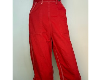 Peto vaquero rojo con cremallera lateral, estilo años 50, talla XXS, marca Stephens, 23,5"x16".