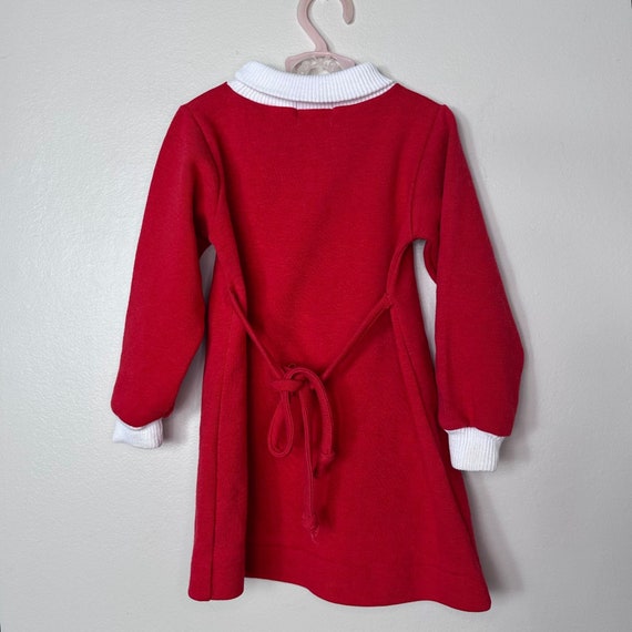 Vintage 1970s/80s Red Knit Turtleneck Dress with … - image 6