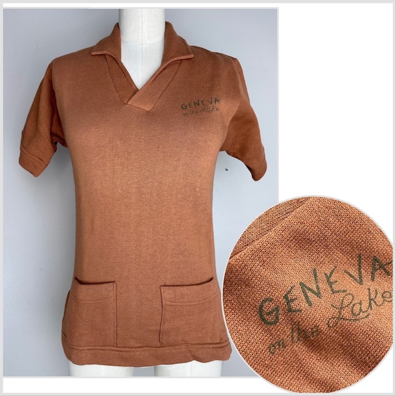 Vintage 1960s Short Sleeve Sweatshirt, Geneva on the Lake