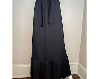 Falda larga negra vintage de los años 70, Berg-Ray Frocks, talla XS-M, estilo pradera.