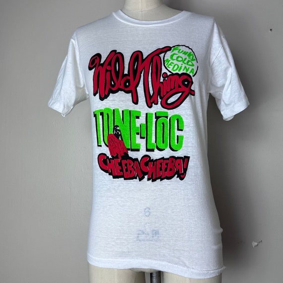 Vintage 1980s/1990s Tone Lōc T-Shirt, Healthknit Size XS/S, Wild Thing, Funky Cold Medina, Cheeba, Parking Lot Rap Tee