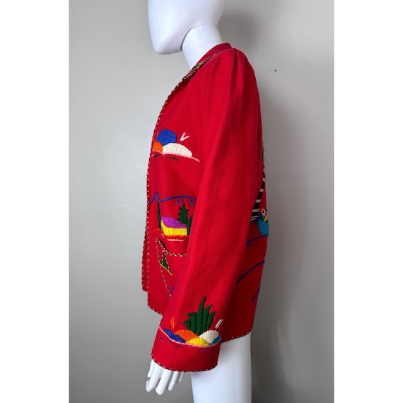 Vintage 1940s/50s Red Embroidered Mexican Tourist… - image 4