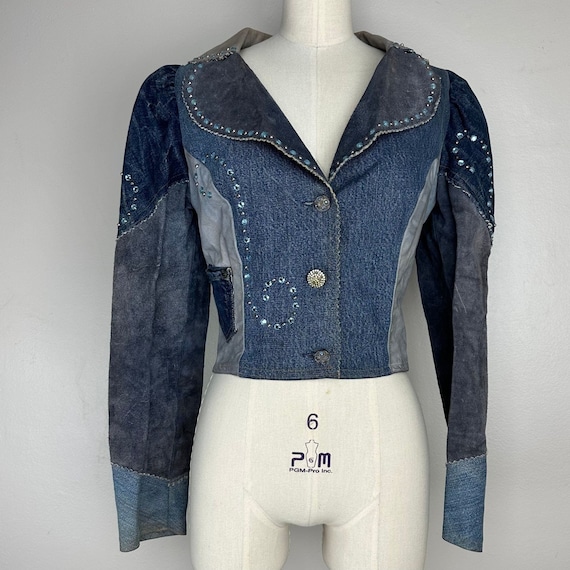 Vintage 1970s Love Melody Denim and Leather Patch… - image 1