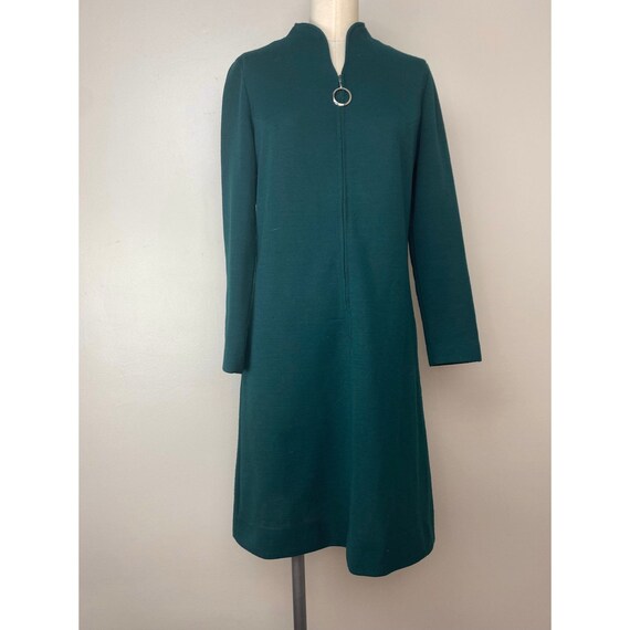 Vintage 1970s Forest Green Mod Mini Dress, K II, … - image 5