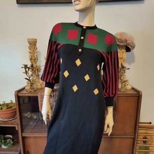 Adolfo Sweater Dress Vintage 60s Knit Wool Dress Saks Fifth Avenue