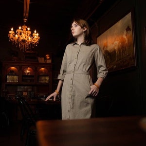 Vintage Giorgio Sant Angelo Dress Cotton Khaki Shirtdress
