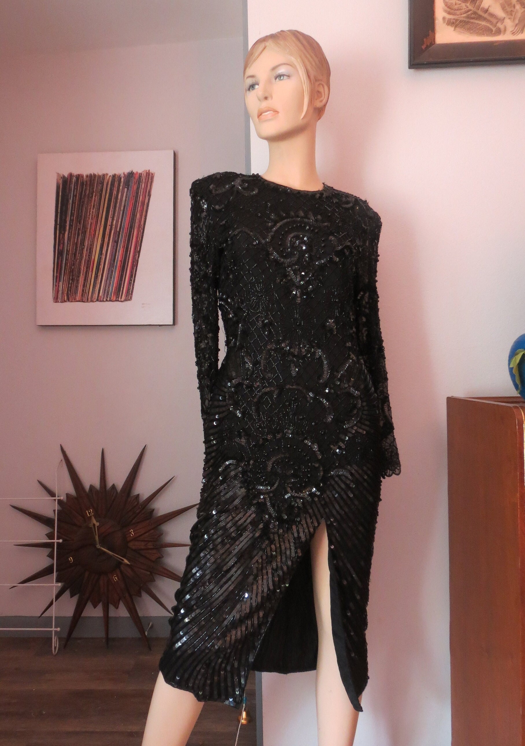 パーティードレス Black Karella Sequined Cocktail Dress Amazon.com: Aidan by Aidan Mattox Women's Sequin Fringe