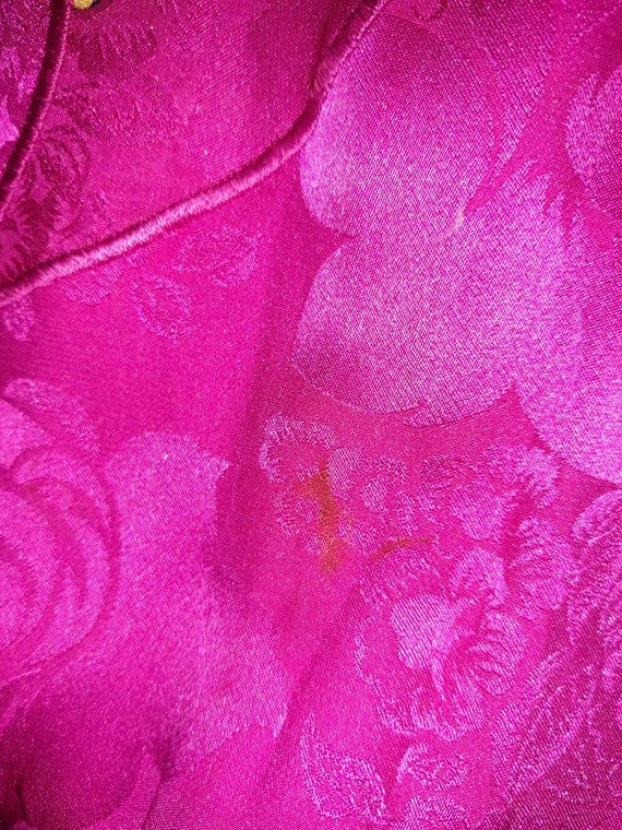 Vintage 80s Diane Freis Pink Purple Floral Print Silk V Neck Dress