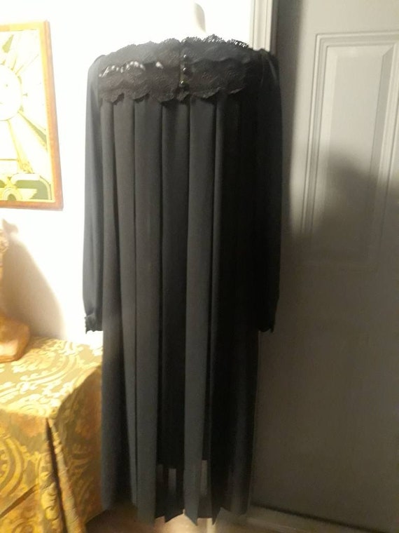 Vintage 70s Neiman Marcus Black Pleated Sheer Dre… - image 5