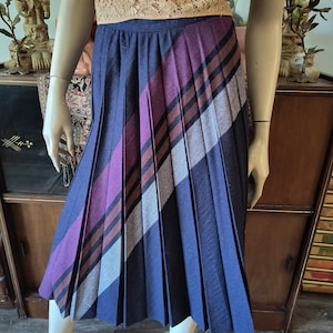 Vintage Wool Pleated Skirt Personal Purple Midi Skirt
