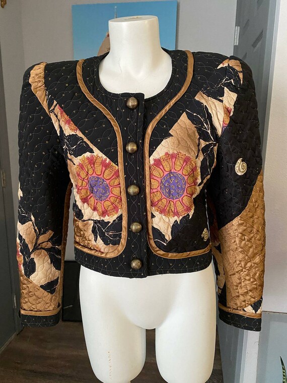 Jeanne Marc Quilted Crop Jacket Cotton Blazer