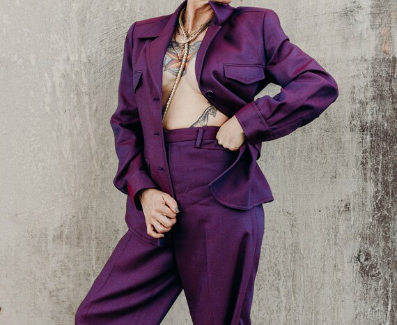 Vintage 80s Ellen Tracy Purple Power Suit Medium