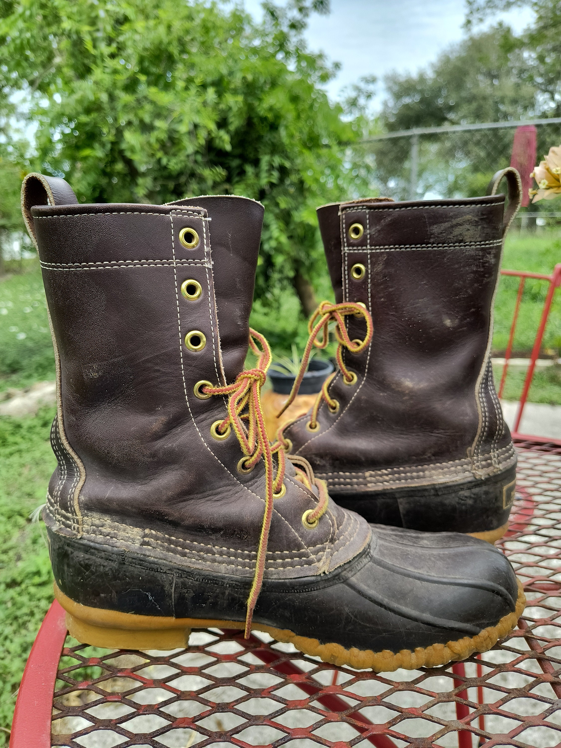 Vintage LL Bean Duck Boots, Leather & Rubber, Size 7M 
