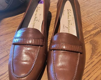 Vintage Salvatore Ferragamo Brown Leather Tassel Loafers Pull On Shoes Sz 8 AAAA Narrow