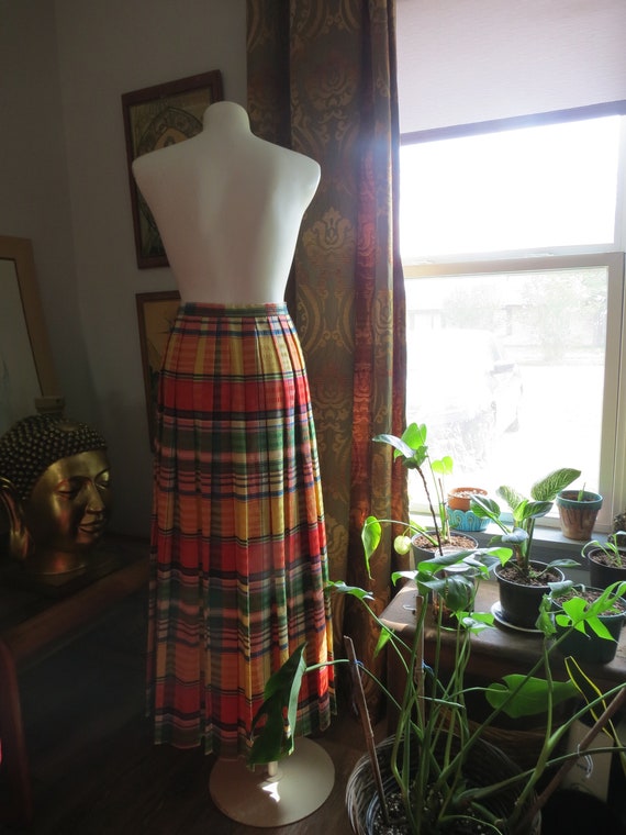 Vintage 70s Seersucker Plaid Wrap Skirt New Issue… - image 7