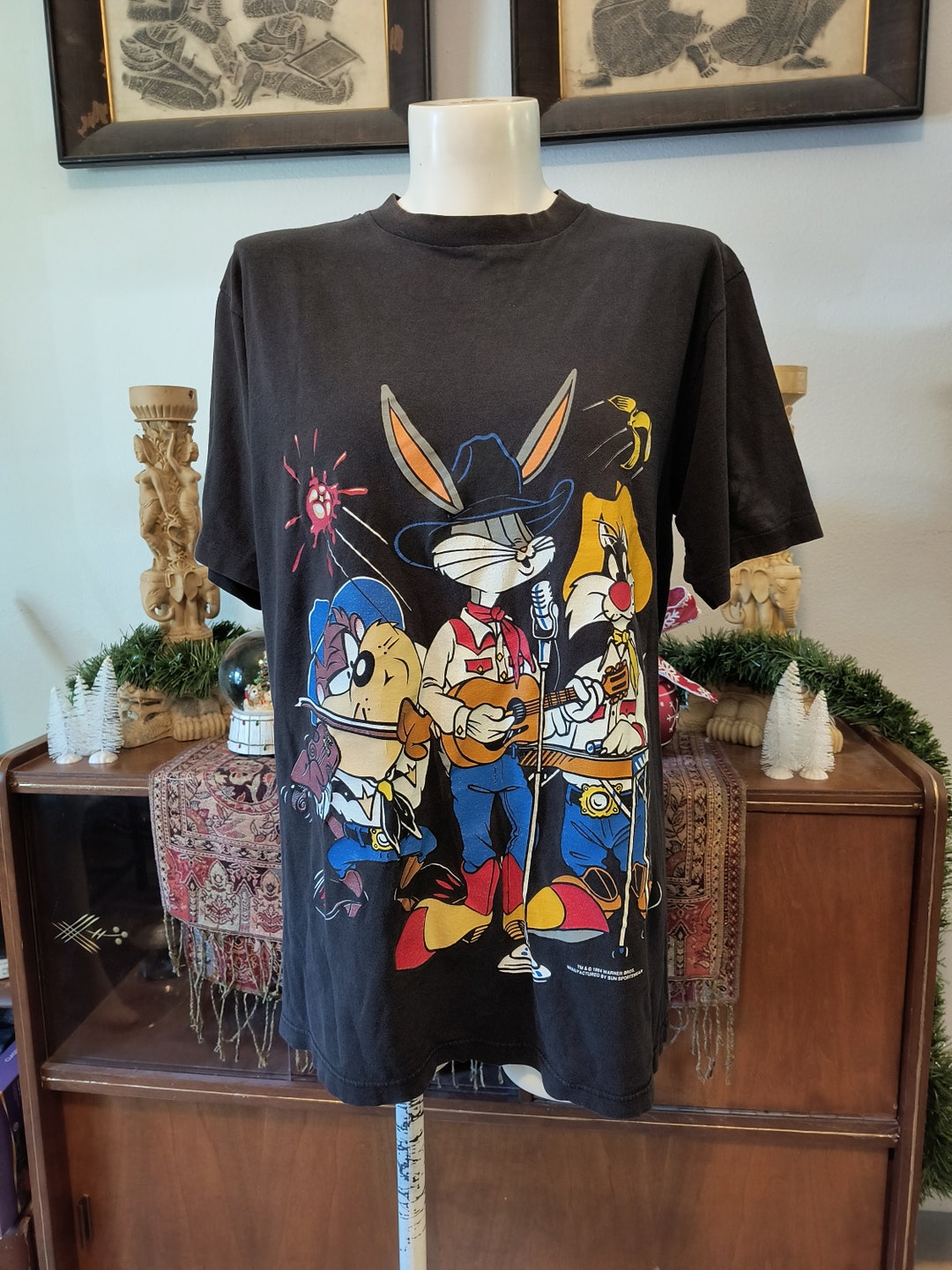 90s Looney Tunes T Shirt Warner Bros Sun Sportswear Double Sided 