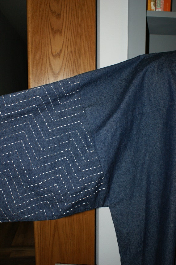 Vintage Cotton Kimono Sashiko Wabi Sabi Hand Embr… - image 9