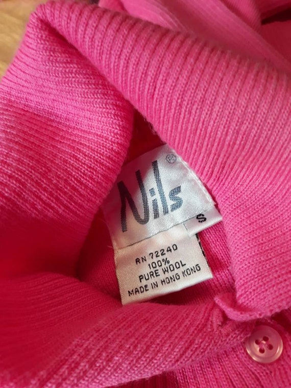 Vintage 80s 90s Nils Collared Ribbed Pink Sweater 