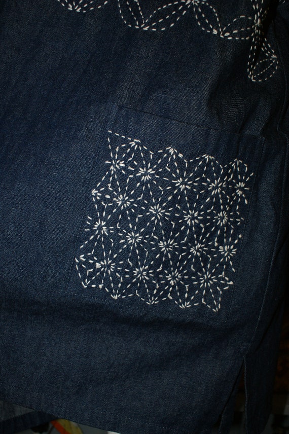 Vintage Cotton Kimono Sashiko Wabi Sabi Hand Embr… - image 7