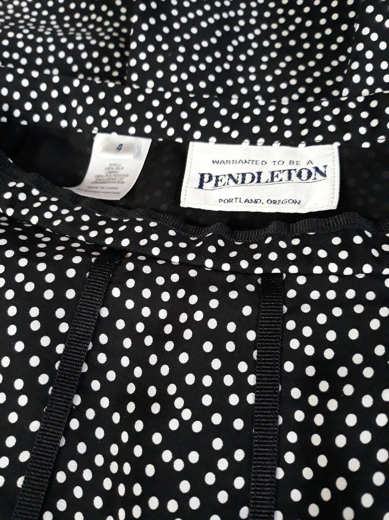 90s Pendleton Black White Polka Dot Silk Midi Skirt