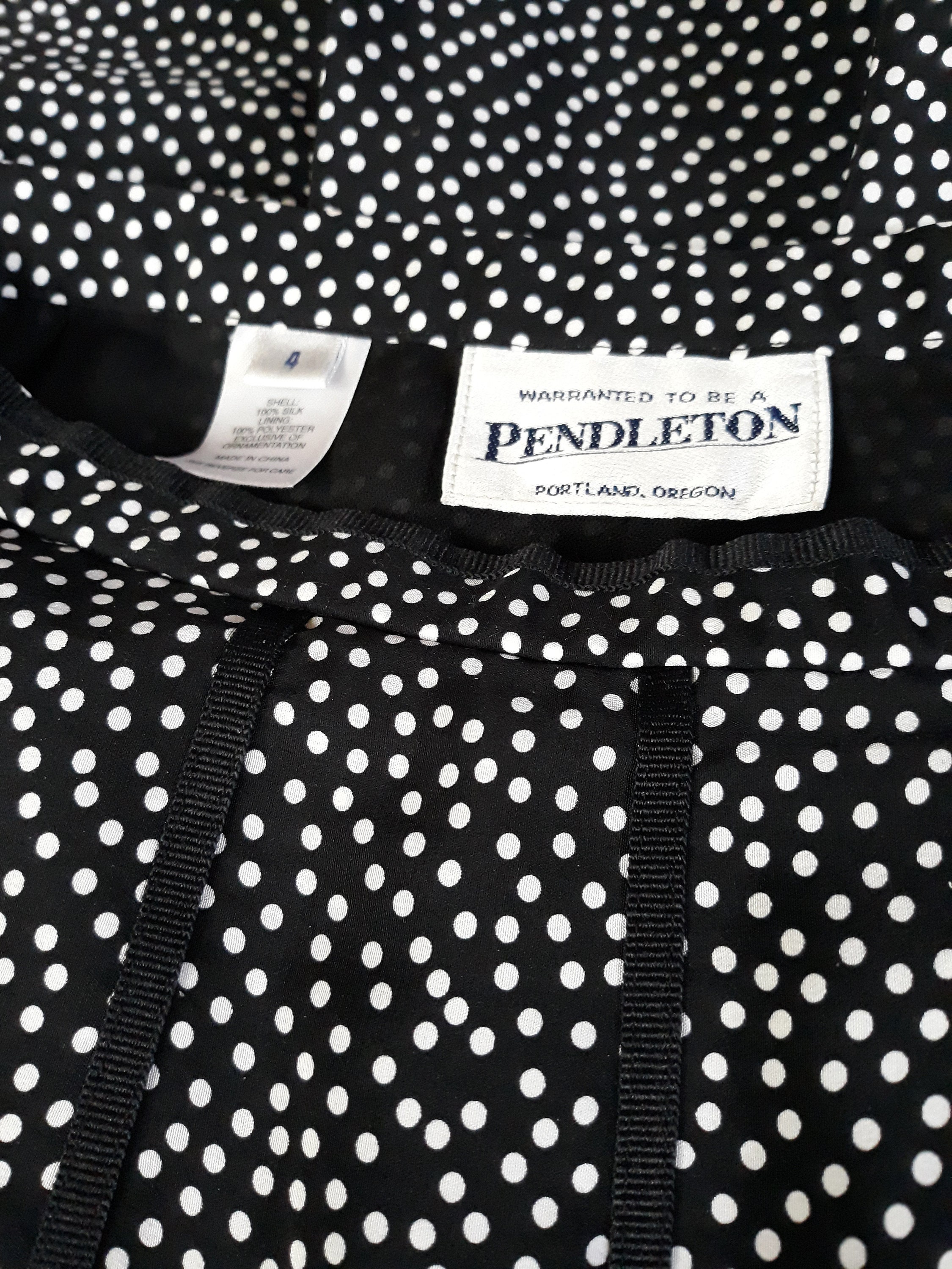 90s Pendleton Black White Polka Dot Silk Midi Skirt | Etsy