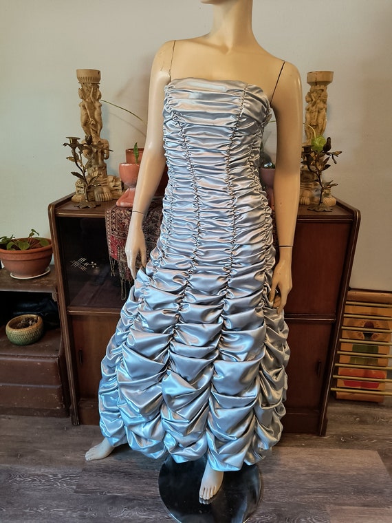 Jessica McClintock Dress Ruched Silver Formal Prom