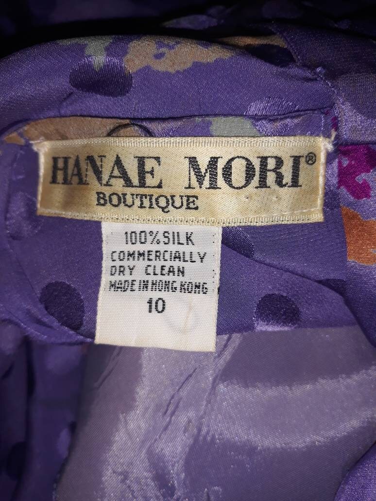 Hanae Mori Purple Polka Dot Silk Abstract Midi Dress | Etsy