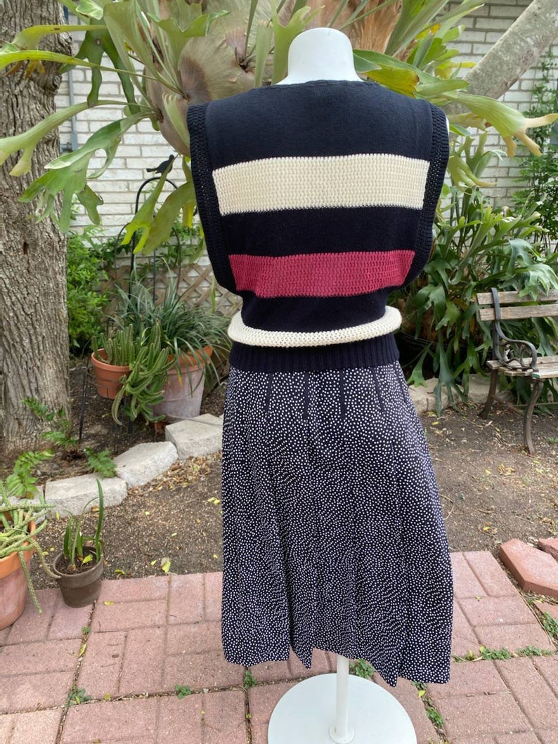 90s Pendleton Black White Polka Dot Silk Midi Skirt