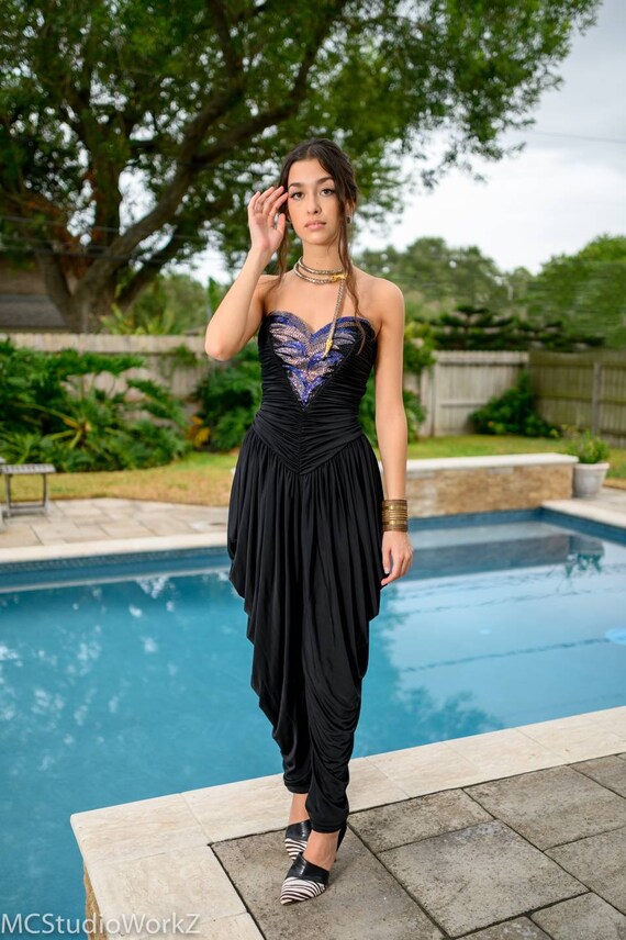 80s Vintage Harem Pant Jumpsuit Beaded